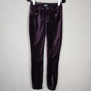 PAIGE Hoxton Ultra Skinny Purple Velvet Pants 26